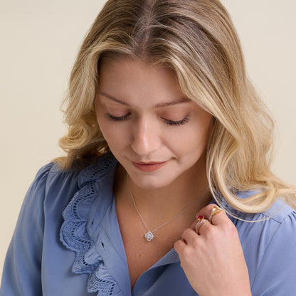 Full Stone Clover Statement Necklace in 14K White Gold | Monte Luna