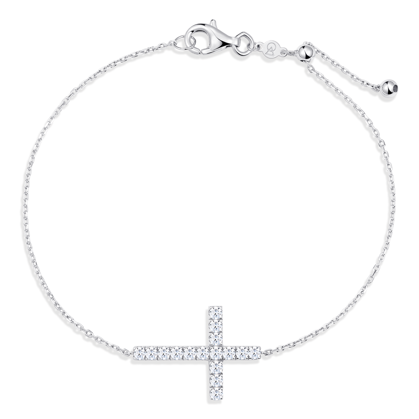 Sideways Cross Pendant Bolo Bracelet in 14K White Gold | Monte Luna