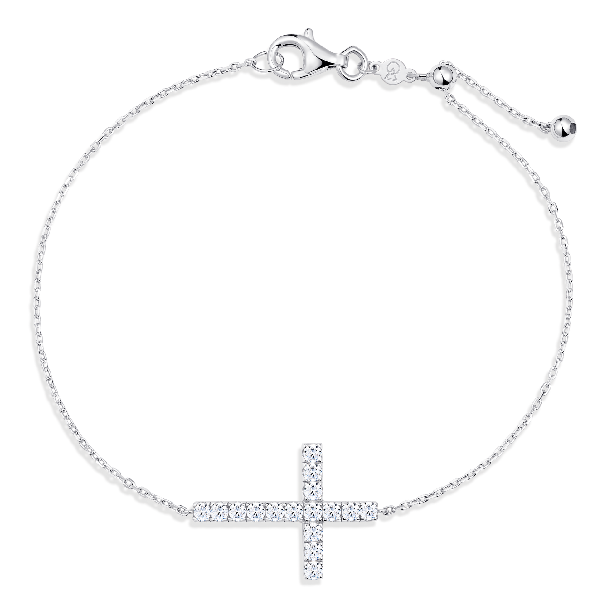 Sideways Cross Pendant Bolo Bracelet in 14K White Gold | Monte Luna