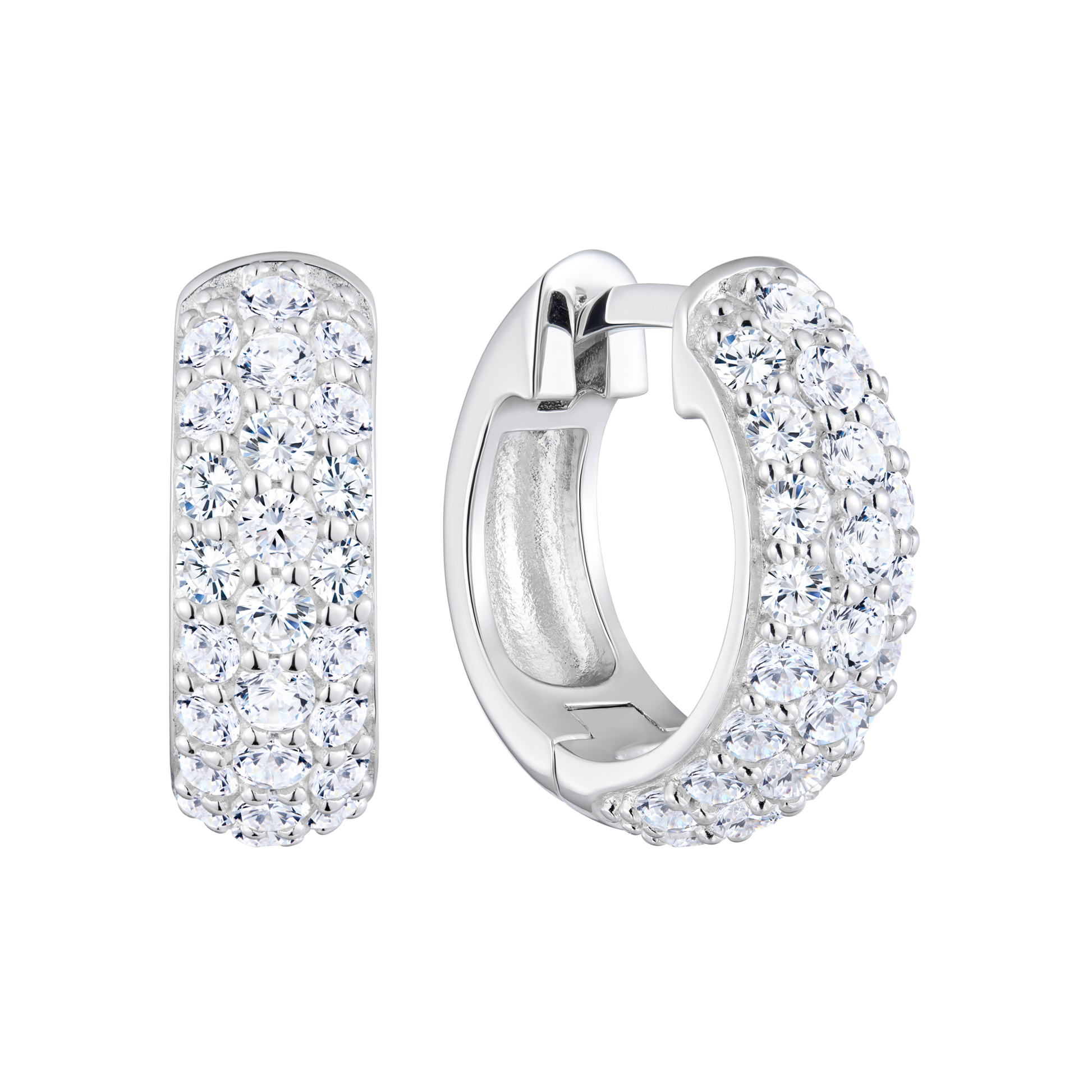 Wide Pave Hoop Earrings in 14K White Gold | Monte Luna