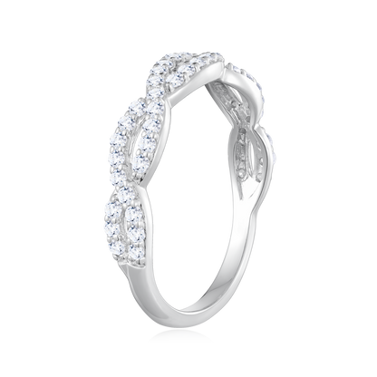 Full Pave Twist Ring in 14K White Gold | Monte Luna