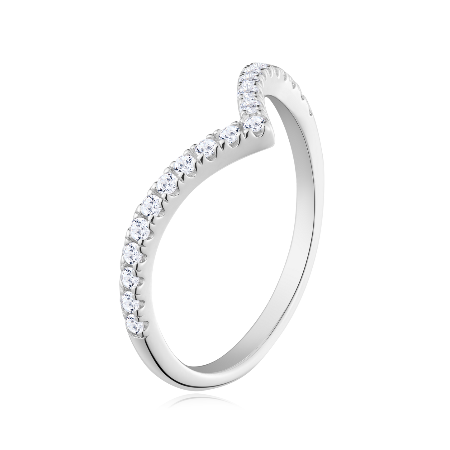 Chevron Pave Ring in 14K White Gold | Monte Luna