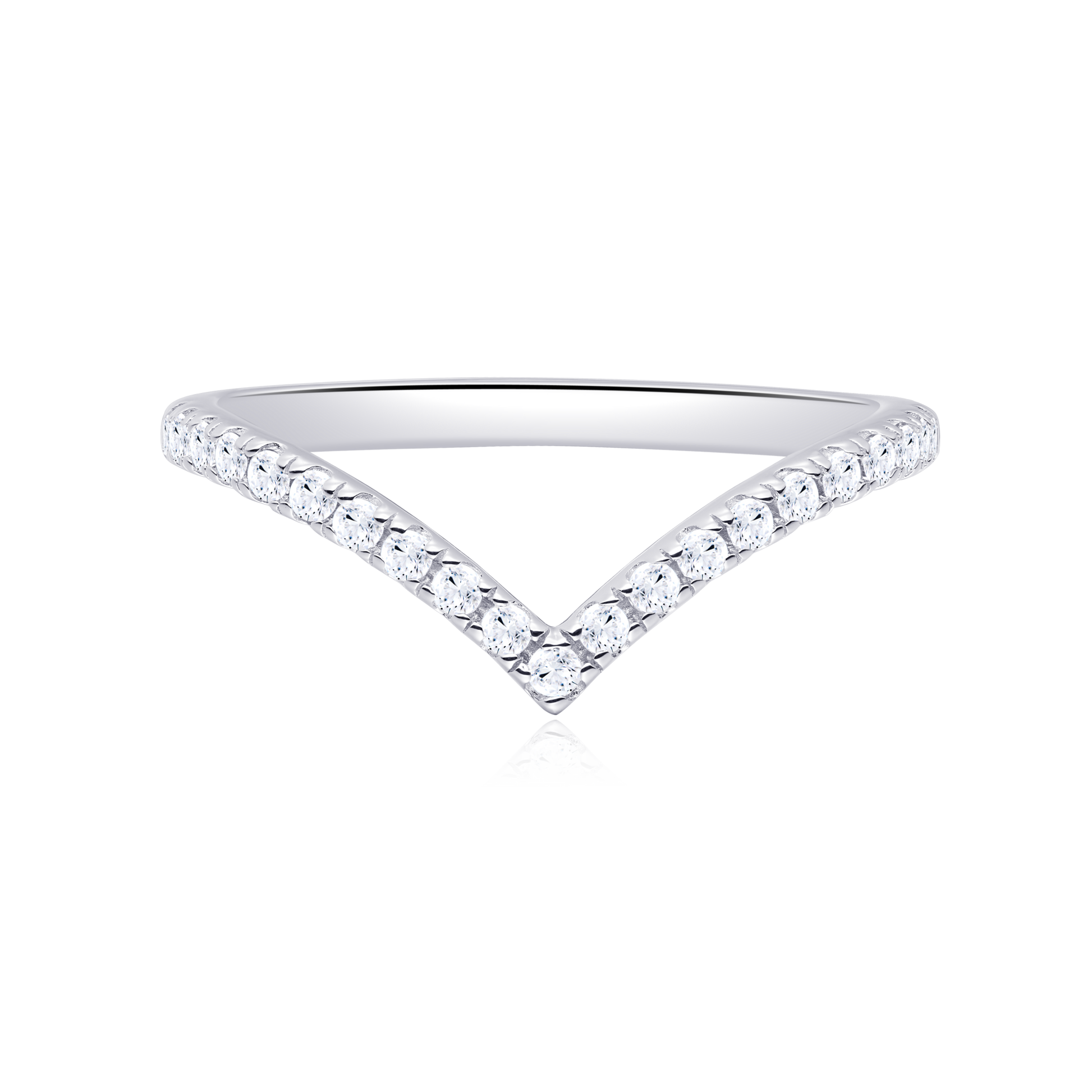 Chevron Pave Ring in 14K White Gold | Monte Luna