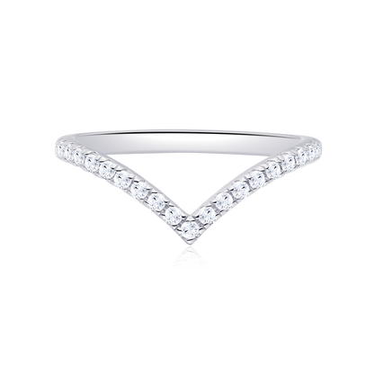 Chevron Pave Ring in 14K White Gold | Monte Luna