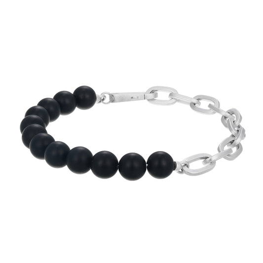 UB0112 - Eclipse Black Onyx & Paperclip Chain Bracelet | ethos