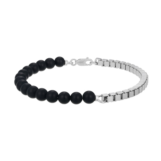 UB0113 - Eclipse Black Onyx & Box Chain Bracelet | ethos