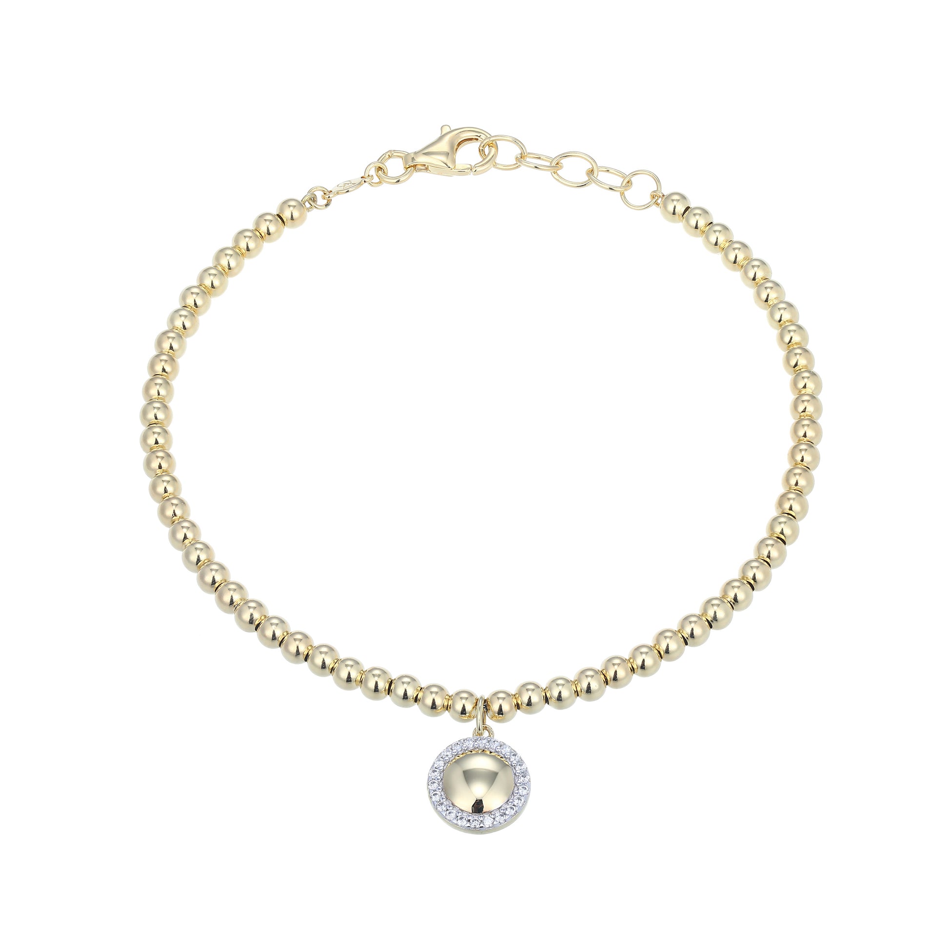 BB0268Y - Circle with Lab-Created Diamond Halo Beaded Bracelet | m by monte luna
