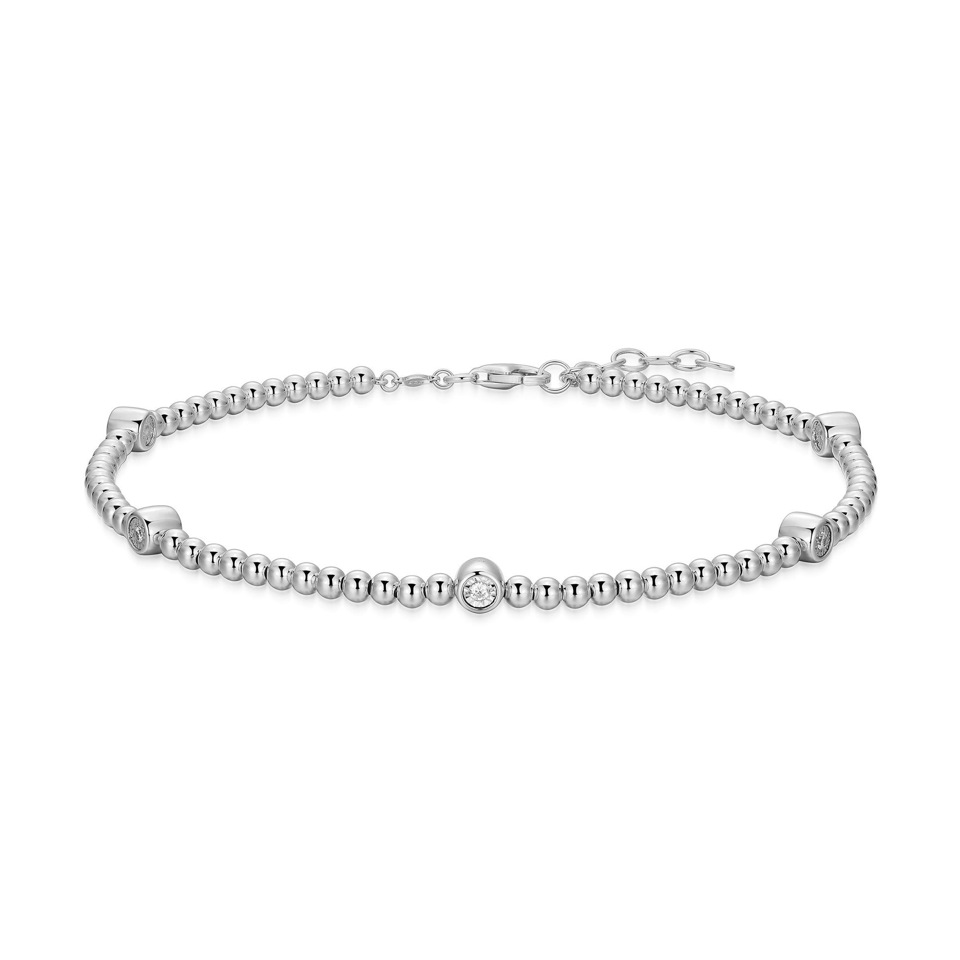 BA0269W - Bezel-Set Multi-Station Lab-Created Diamond Beaded Anklet | m by monte luna