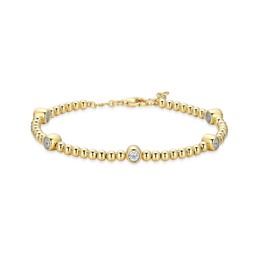 BB0269Y - Bezel-Set Multi-Station Lab-Created Diamond Beaded Bracelet | m by monte luna