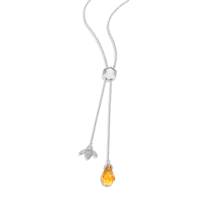 Honey Bee Y-Necklace in Rhodium-Plated Sterling Silver | M by Monte Luna