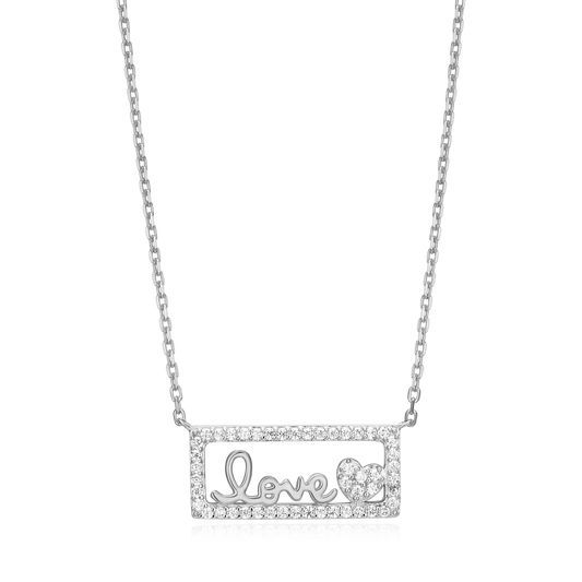 Framed Love Necklace in Rhodium-Plated Sterling Silver | M by Monte Luna