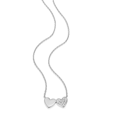 Twin Heart Necklace in Rhodium-Plated Sterling Silver | M by Monte Luna