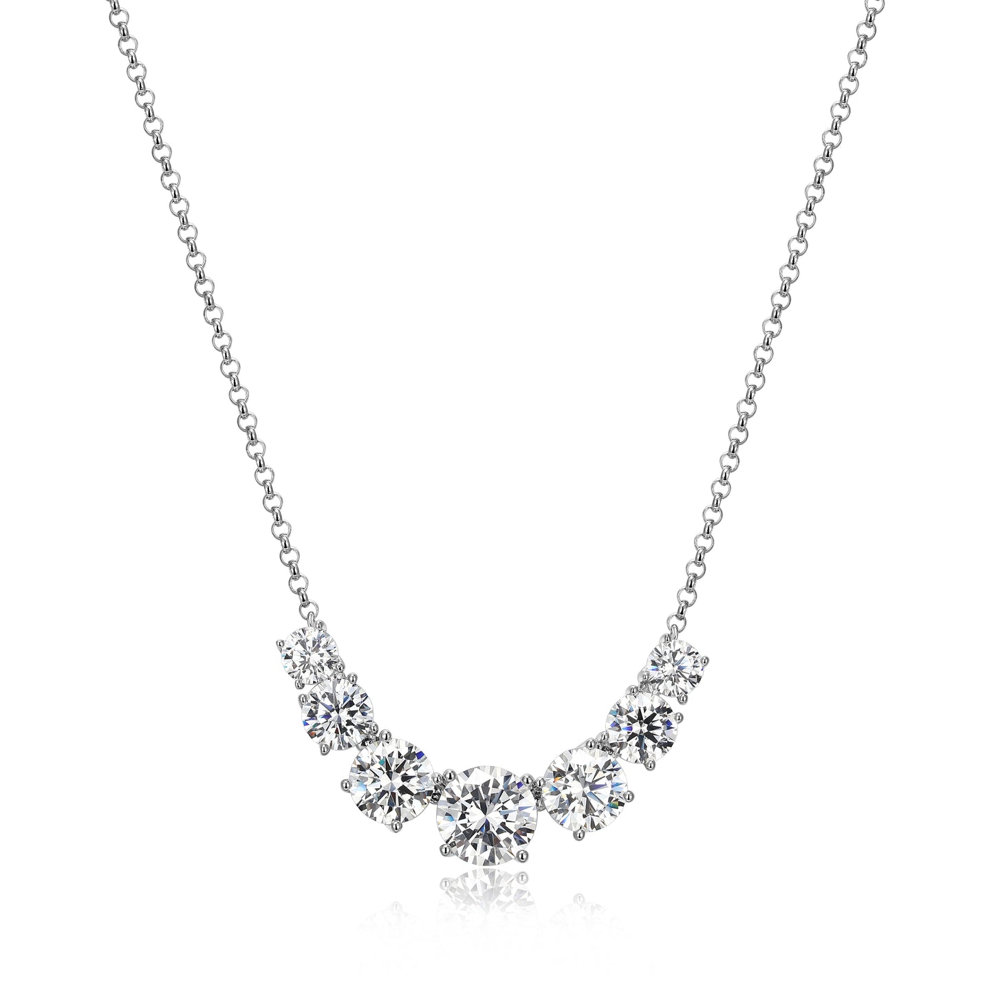 RN0212 - Graduated CZ Curve Necklace | reign