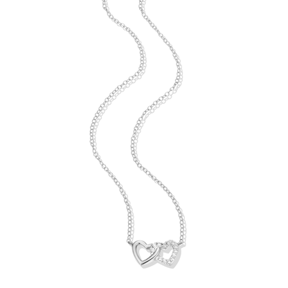 Open Twin Heart Necklace in Rhodium-Plated Sterling Silver | M by Monte Luna