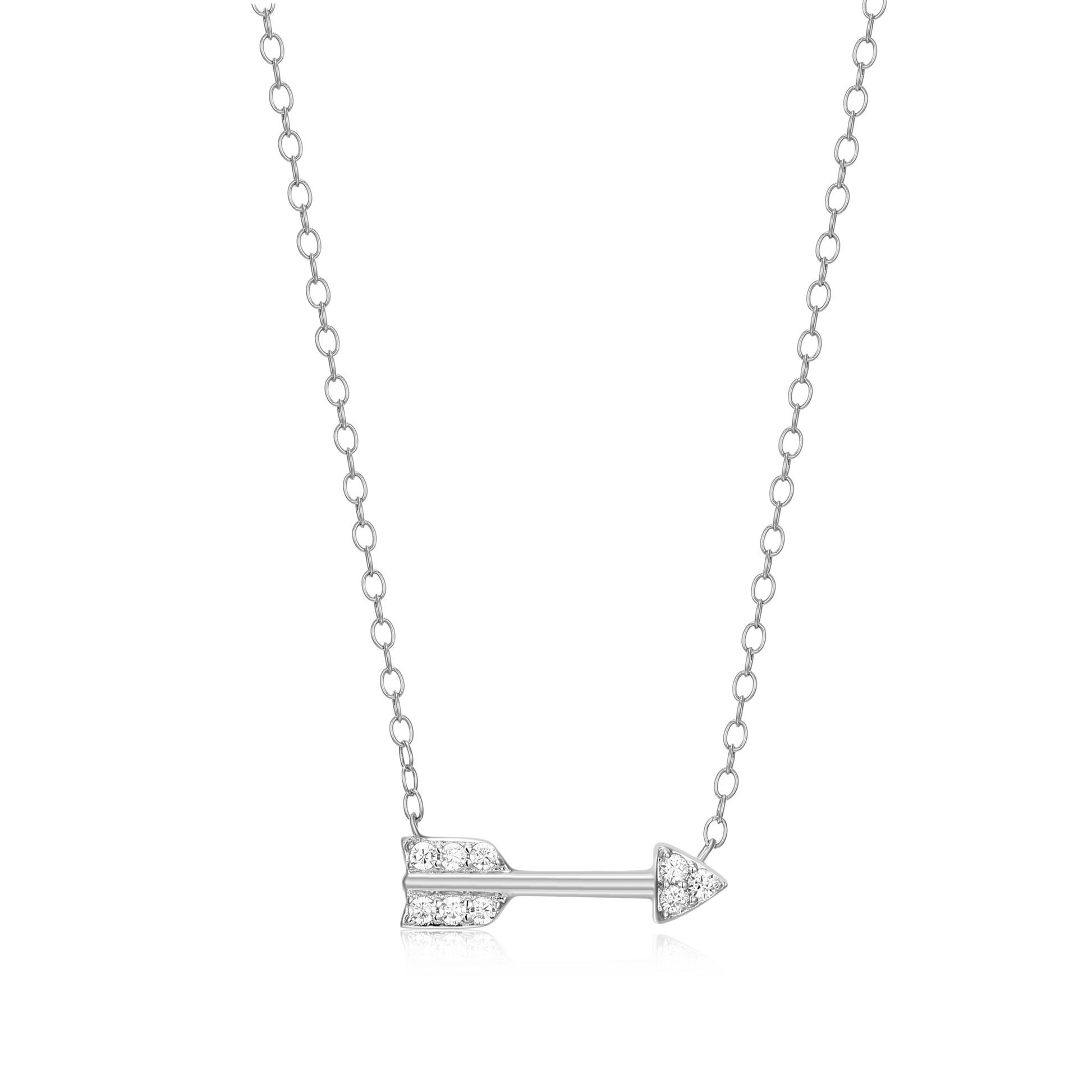 Arrow Statement Necklace in Rhodium-Plated Sterling Silver | M by Monte Luna