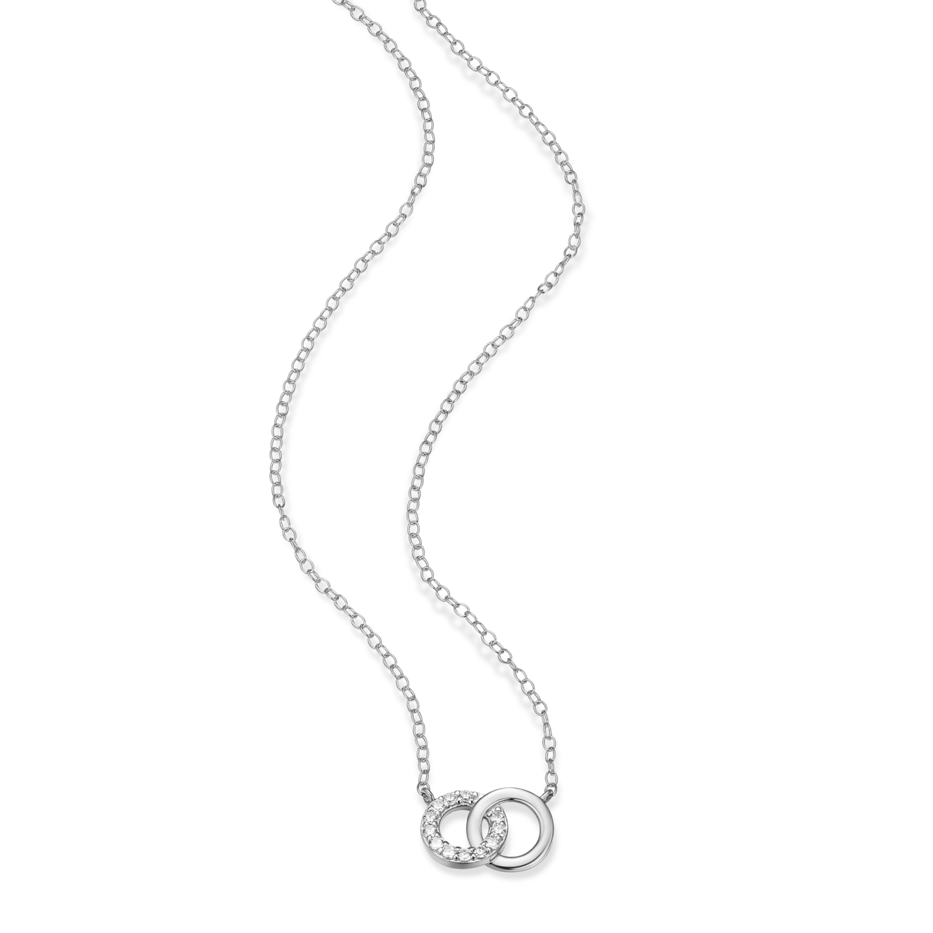 Twin Circle Necklace in Rhodium-Plated Sterling Silver | M by Monte Luna