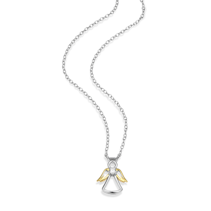 Angel Pendant Lab-Created Diamond Necklace in Rhodium & 14K Gold-Plated Sterling Silver | M by Monte Luna