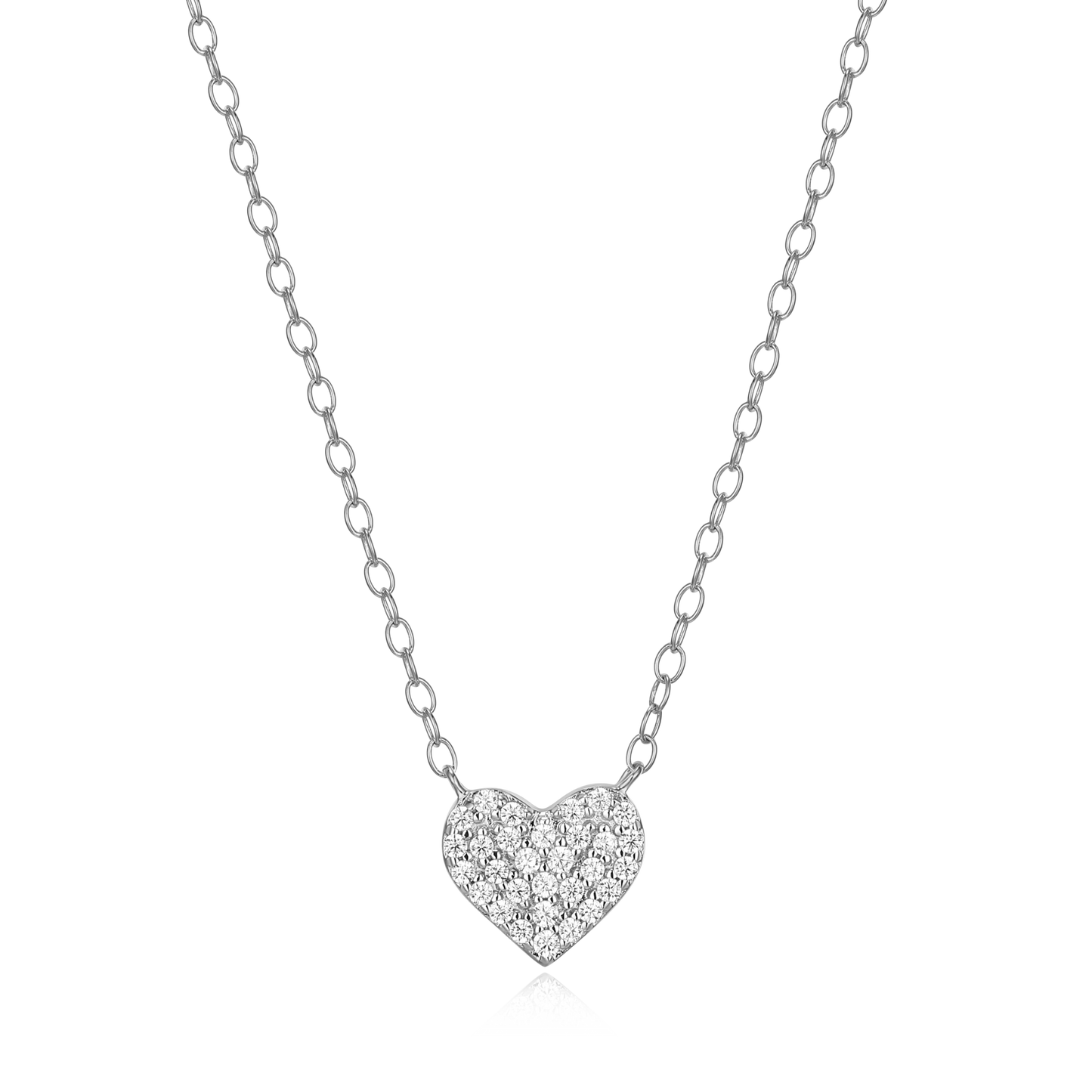 Pave Heart Necklace in Rhodium-Plated Sterling Silver | M by Monte Luna