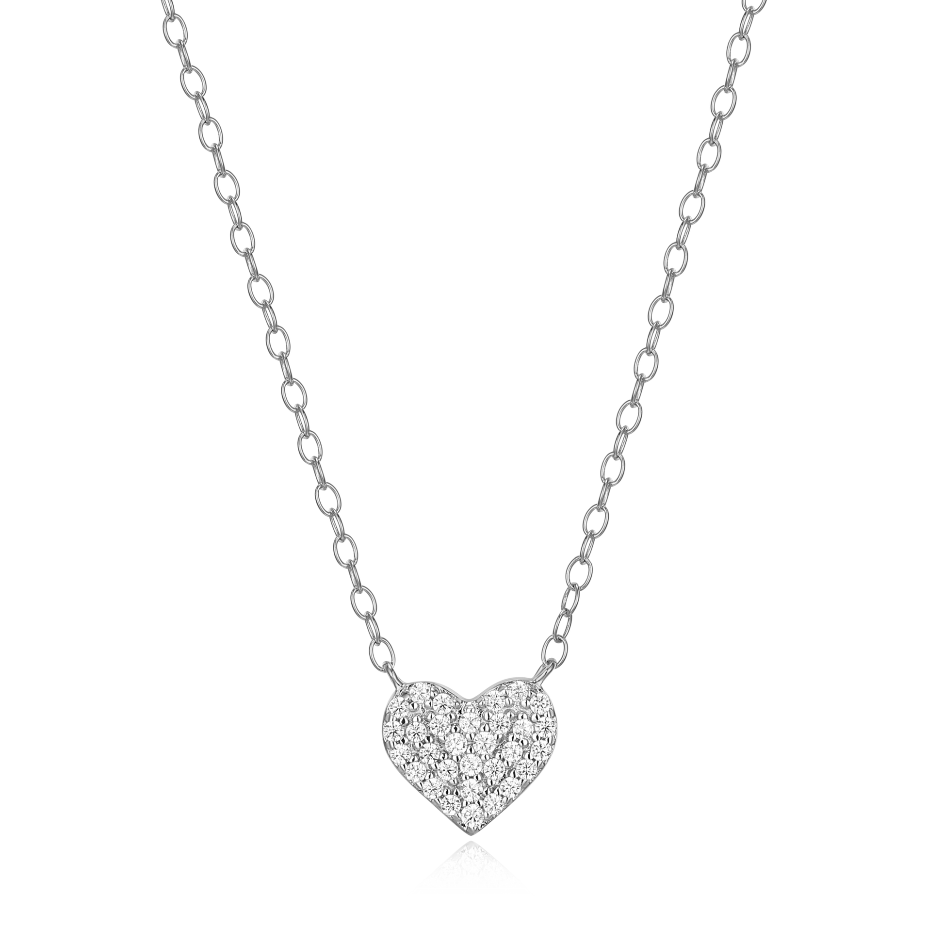 Pave Heart Necklace in Rhodium-Plated Sterling Silver | M by Monte Luna