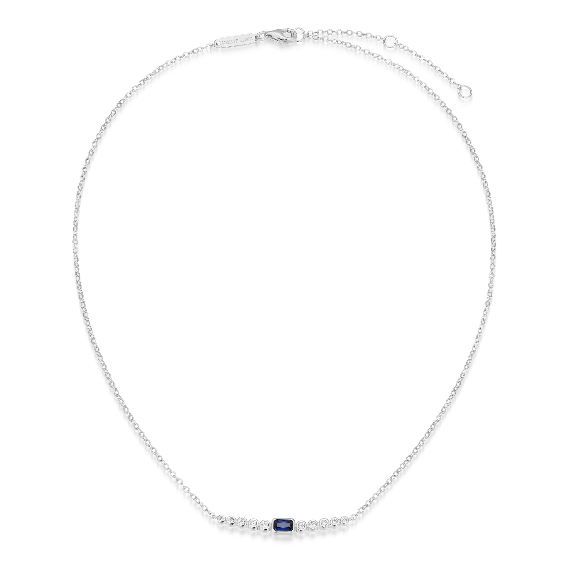 BN0252W - Lab-Created Blue Sapphire & Lab-Created Diamond Bar Necklace | m by monte luna