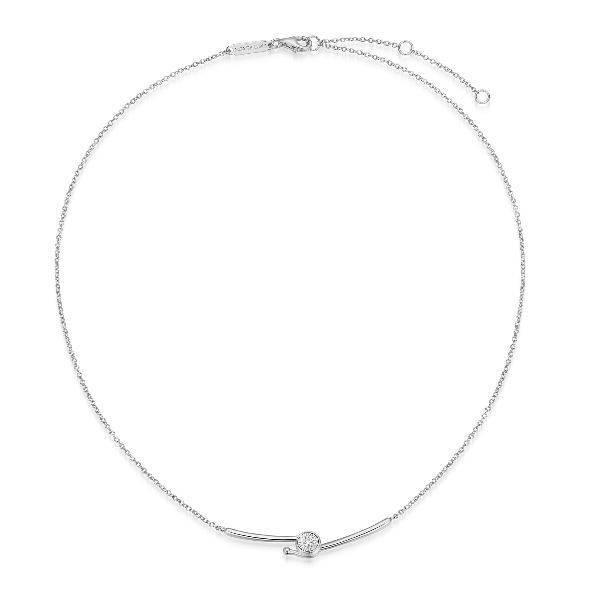 BN0258W - Bezel-Set Lab-Created Diamond Necklace | m by monte luna