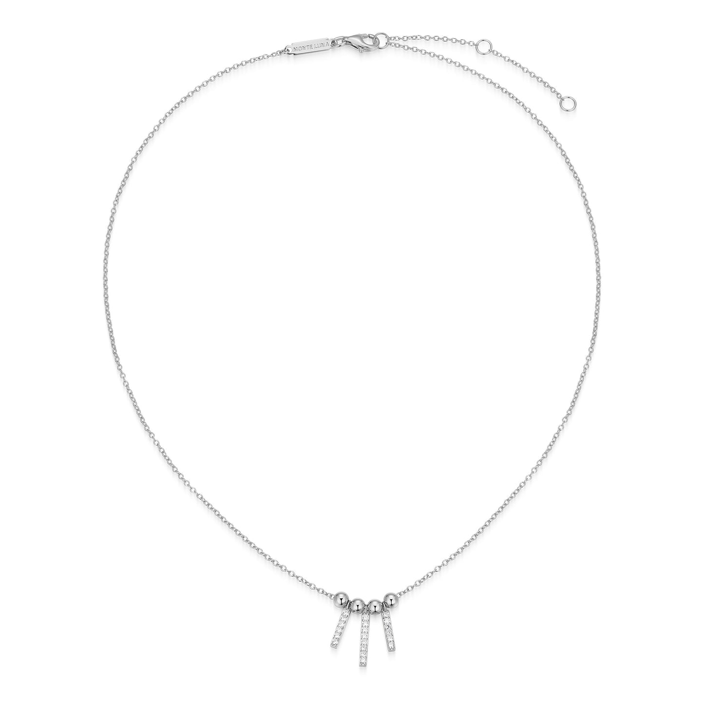 BN0271W - Trio Vertical Bar Lab-Created Diamond Necklace | m by monte luna