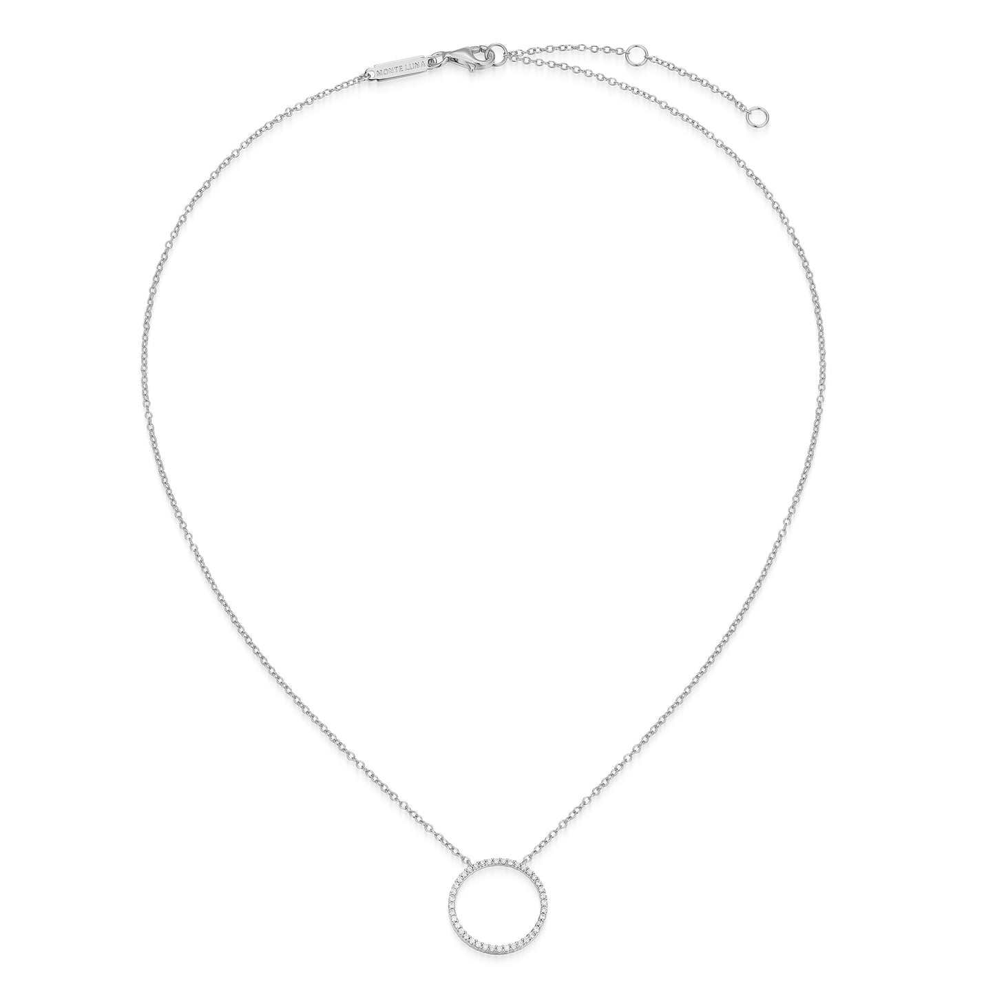 BN0275W - Open Circle Lab-Created Diamond Bolo Necklace | m by monte luna