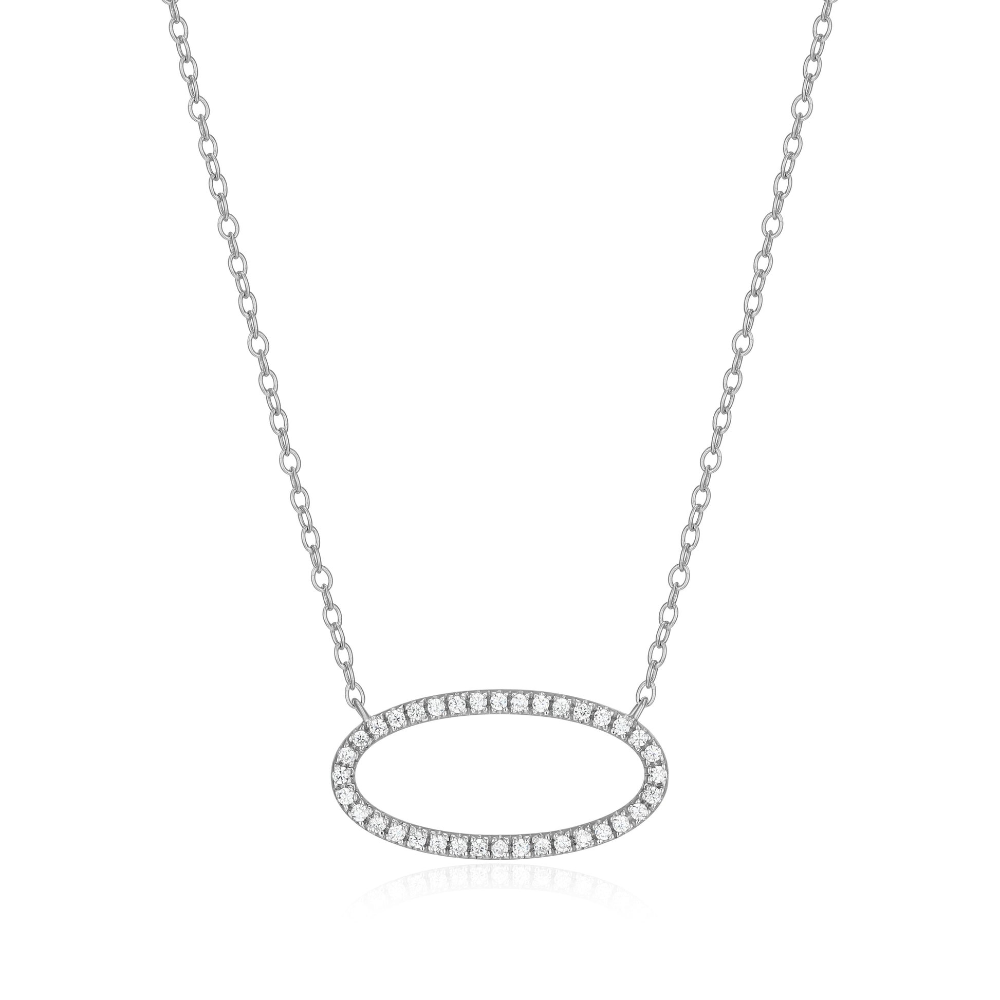 BN0276W - Open Oval Lab-Created Diamond Necklace | m by monte luna