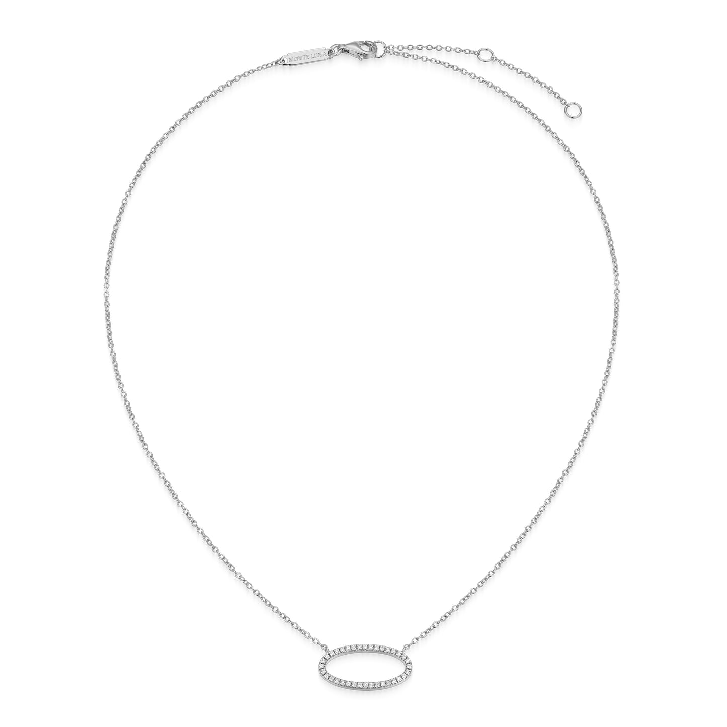 BN0276W - Open Oval Lab-Created Diamond Necklace | m by monte luna