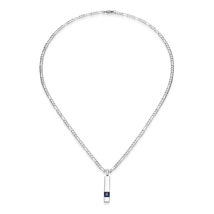 UN0121 - Sovereign Lab-Created Sapphire Figaro Chain Pendant Necklace | Paris 1901