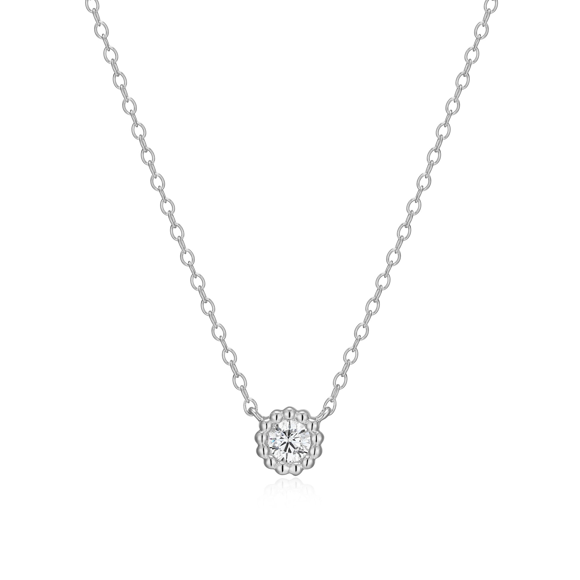 BN0299W - Round Beaded Halo Necklace | m by monte luna