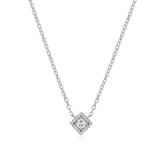 BN0300W - Diamond Beaded Halo Necklace | m by monte luna