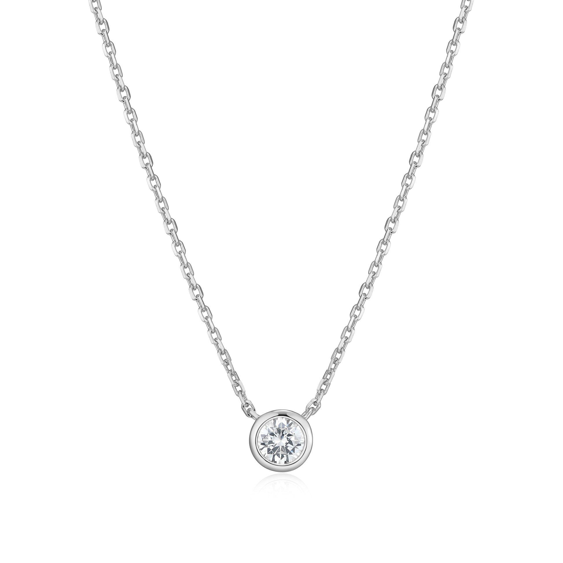 MN0143W - Bezel Solitaire 1/4 CT Necklace | Monte Luna
