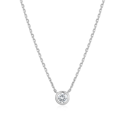 MN0143W - Bezel Solitaire 1/4 CT Necklace | Monte Luna