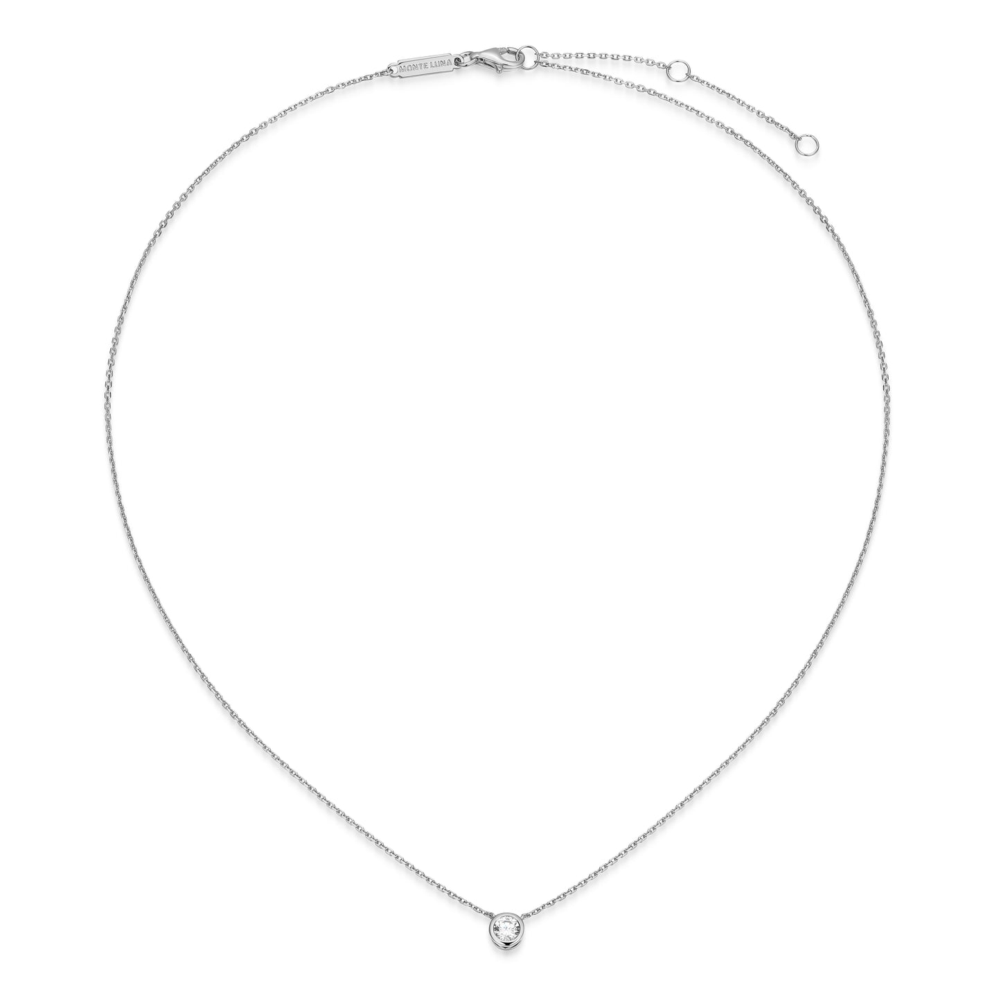 MN0143W - Bezel Solitaire 1/4 CT Necklace | Monte Luna
