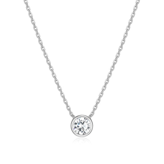 MN0144W - Bezel Solitaire 1/2 CT Necklace | Monte Luna