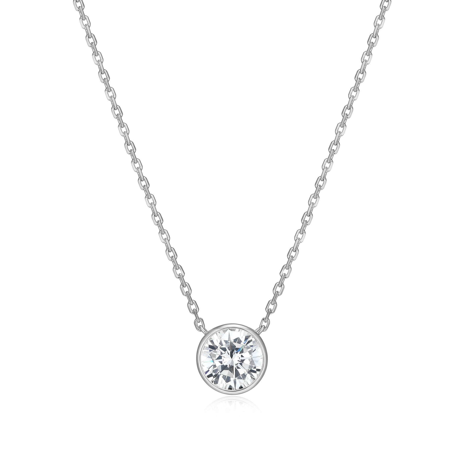 MN0145W - Bezel Solitaire 1.0 CT Necklace | Monte Luna