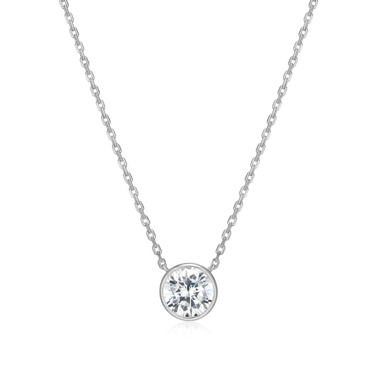 MN0145W - Bezel Solitaire 1.0 CT Necklace | Monte Luna