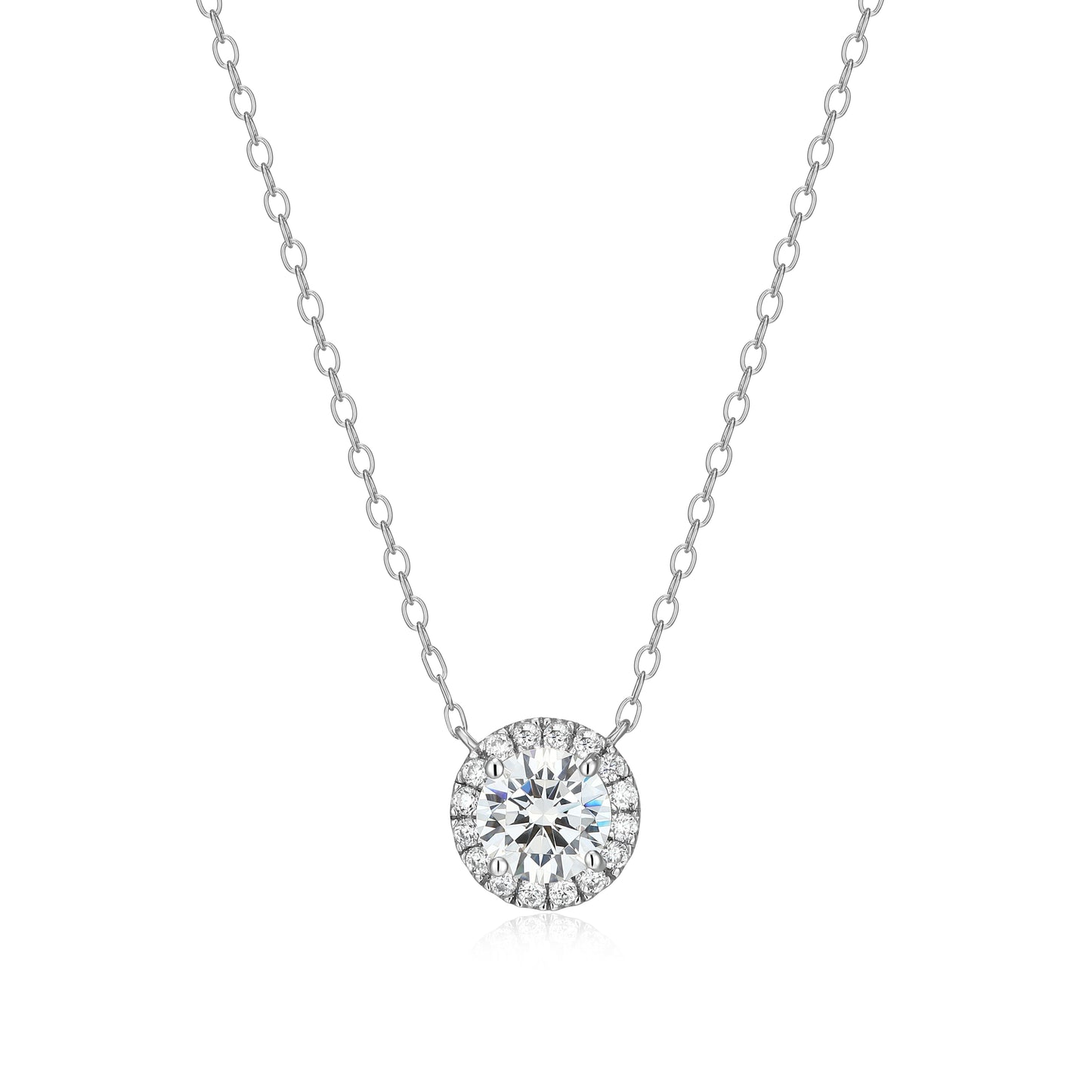 MN0147W - Halo Stud Necklace | Monte Luna