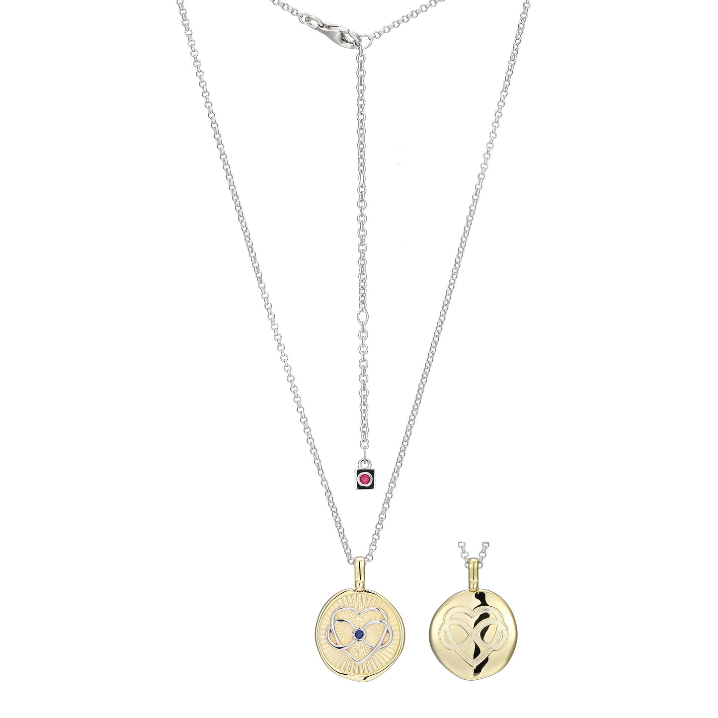 LN0264 - Bohemian Heart Lab-Created Sapphire Reversible Pendant Necklace | elle