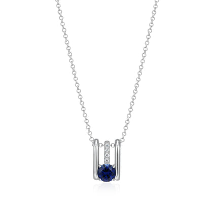 LN0293 - Created Blue Sapphire Spotlight Necklace | elle
