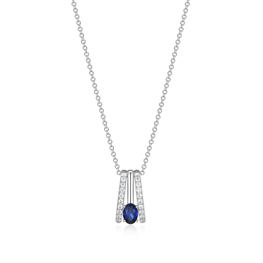 LN0294 - Created Blue Sapphire Radiance Pavé Necklace | elle