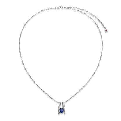 LN0294 - Created Blue Sapphire Radiance Pavé Necklace | elle