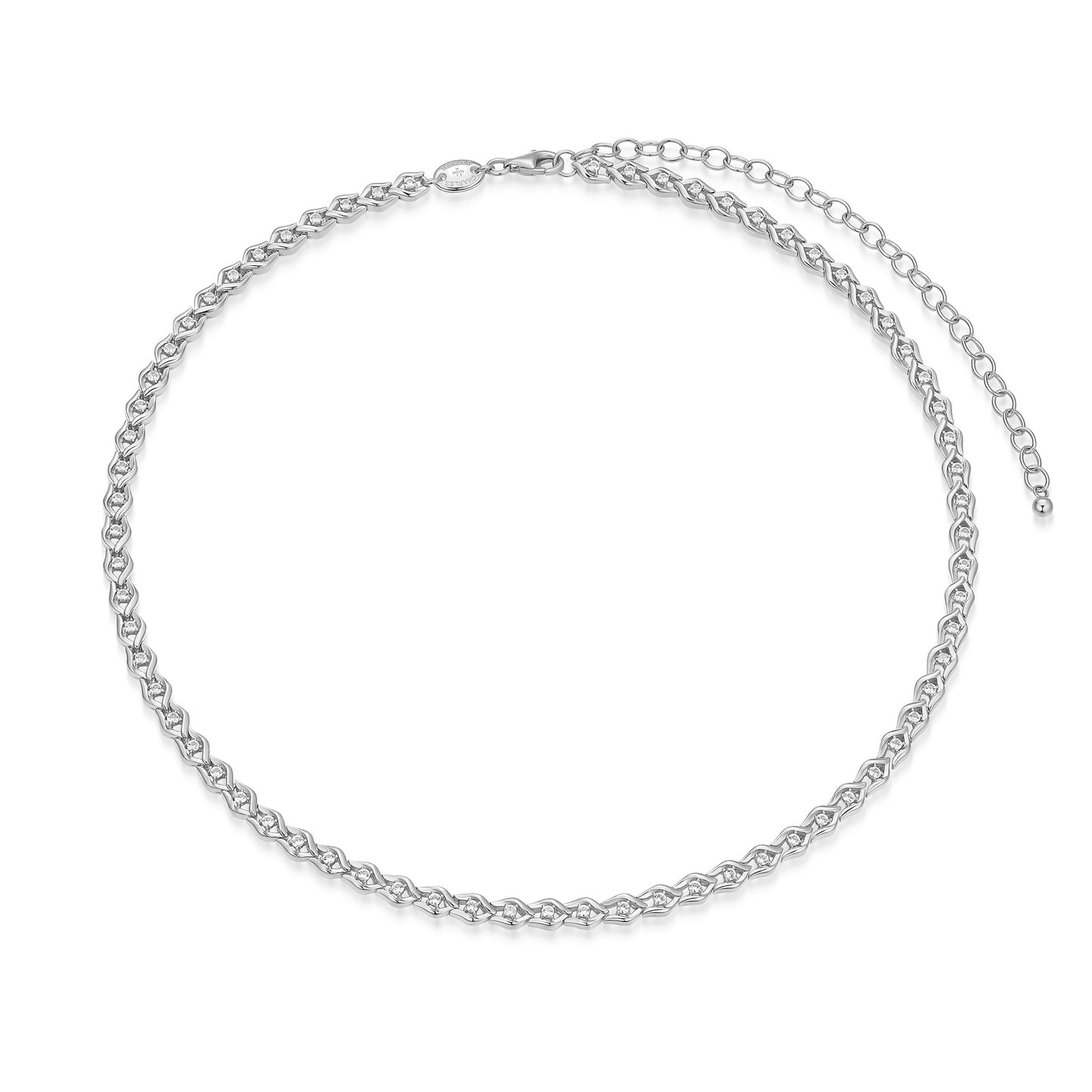 CN0191 - Intertwined Created White Sapphire Line Necklace | charles garnier