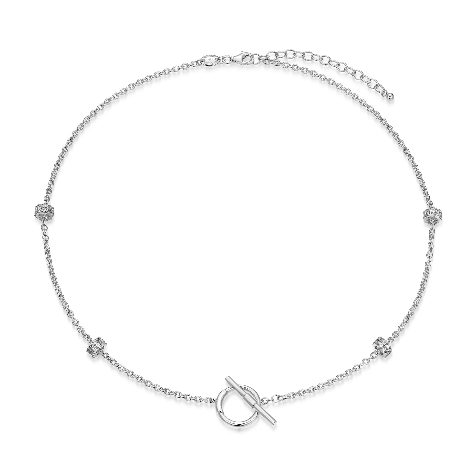 CN0195 - Created White Sapphire Rondelle Station Toggle Necklace | charles garnier