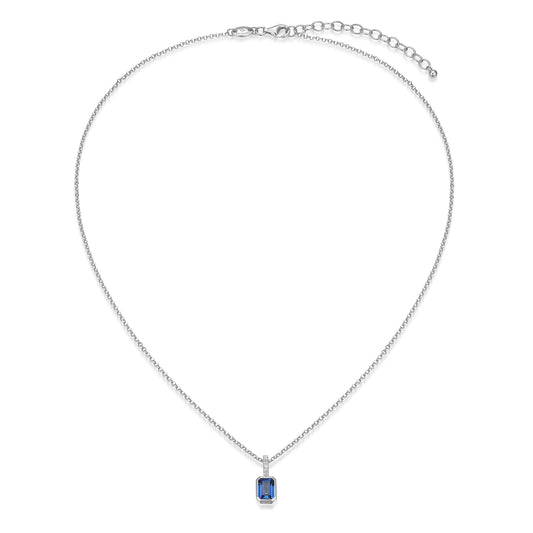 CN0208 - Emerald-Cut Lab-Created Blue Sapphire Pendant Necklace | charles garnier