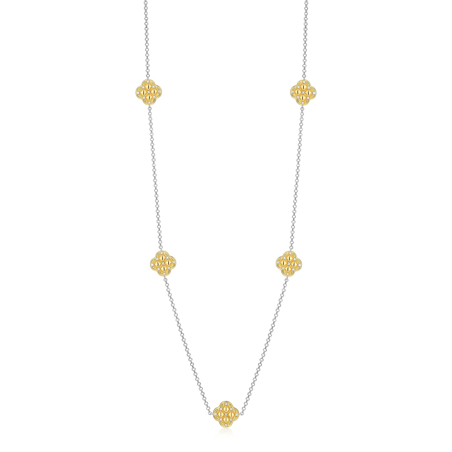 CN0220 - Quilted Clover Station Long Necklace | Paris 1901
