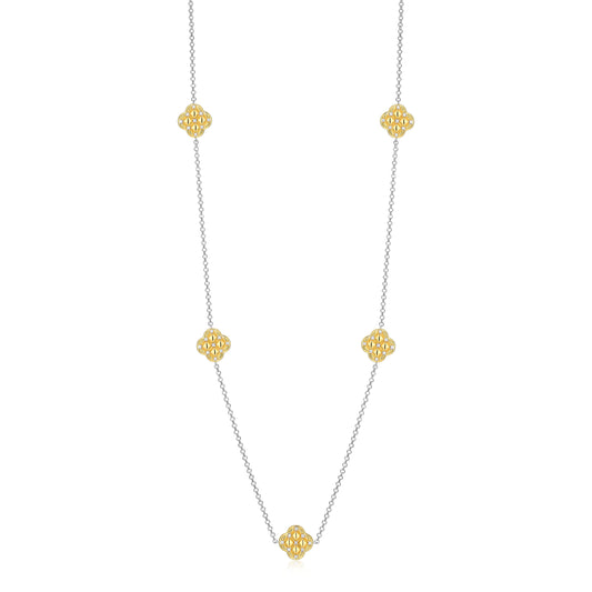 CN0220 - Quilted Clover Station Long Necklace | Paris 1901