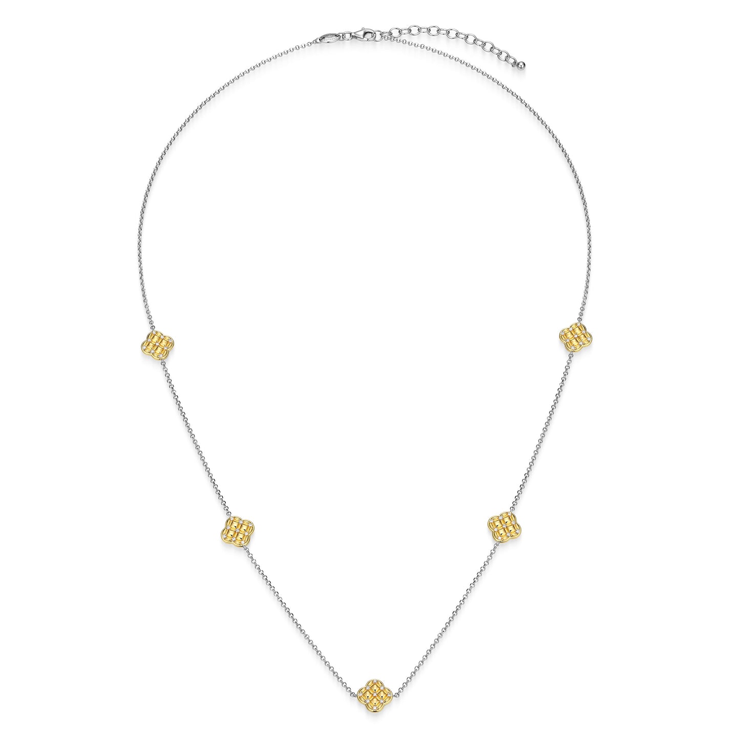 CN0220 - Quilted Clover Station Long Necklace | Paris 1901