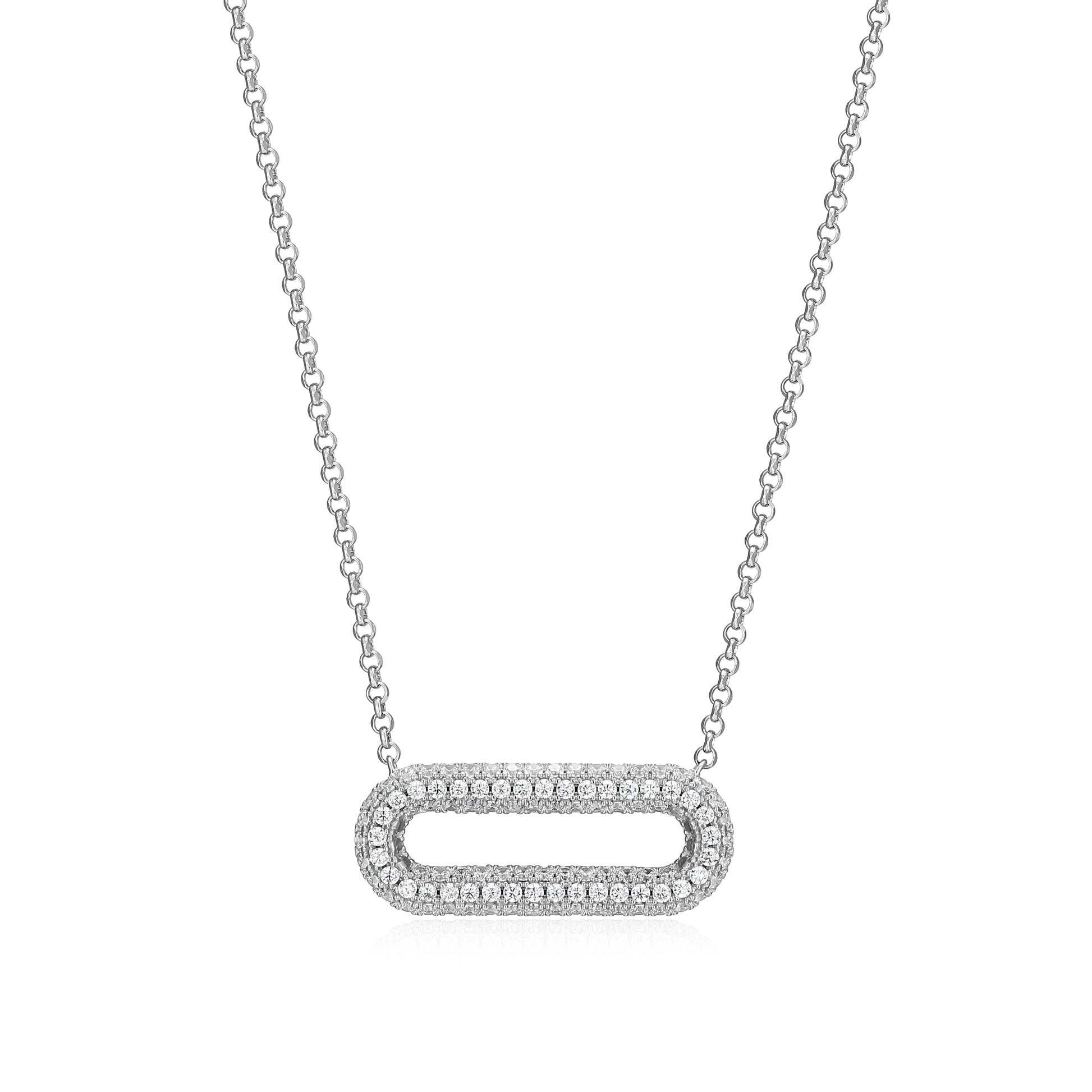 CN0222 - Reversible Pavé-Quilted Paperclip Hoop Necklace | Paris 1901